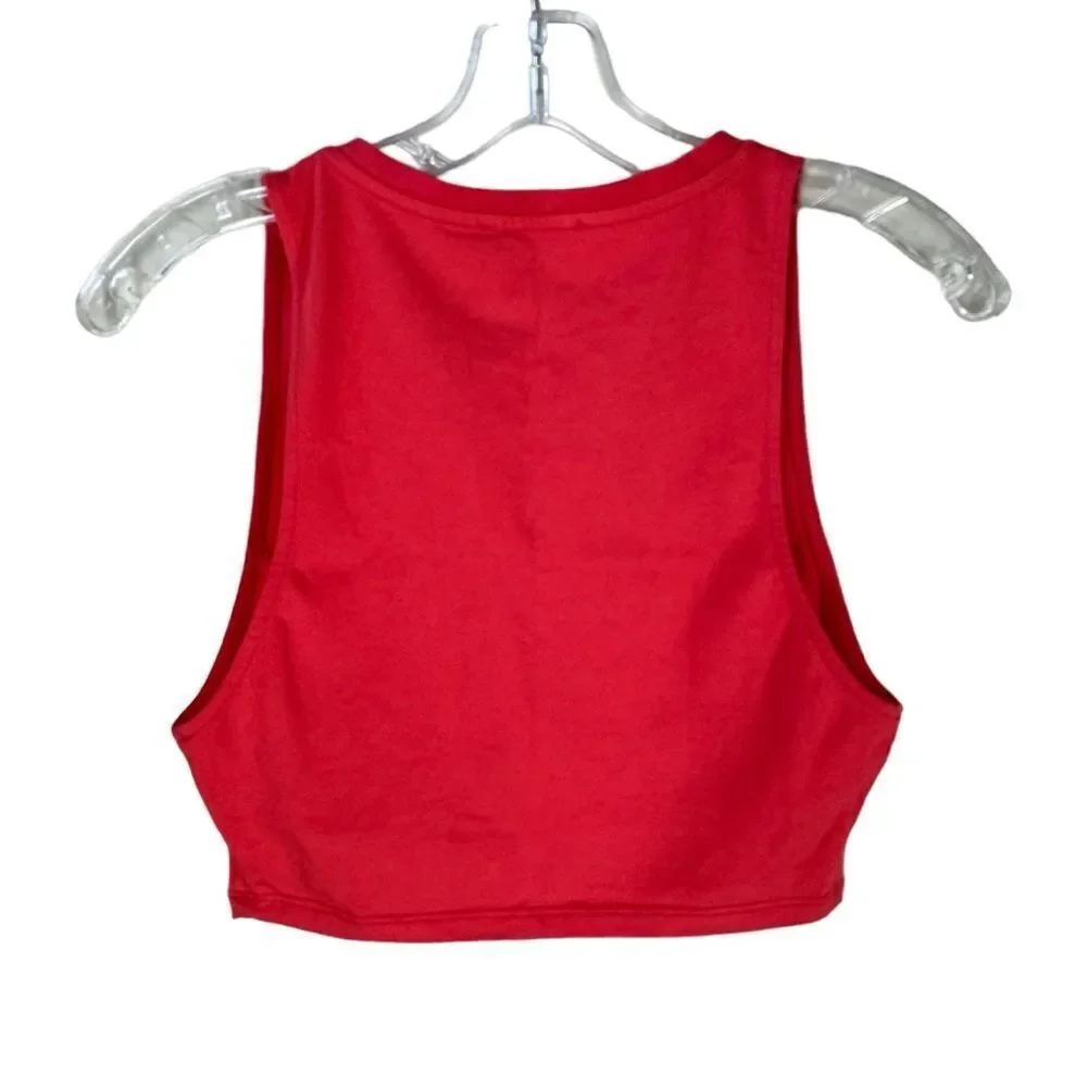 Zara Cropped Tank Top in Red Stretch Cotton in Size Small